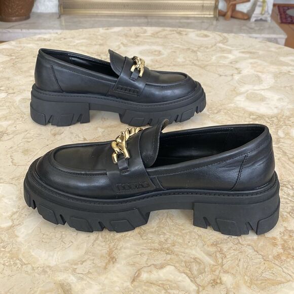 Design Lab Meera Lug Platform Loafers Black Vegan Leather - Picture 9 of 14